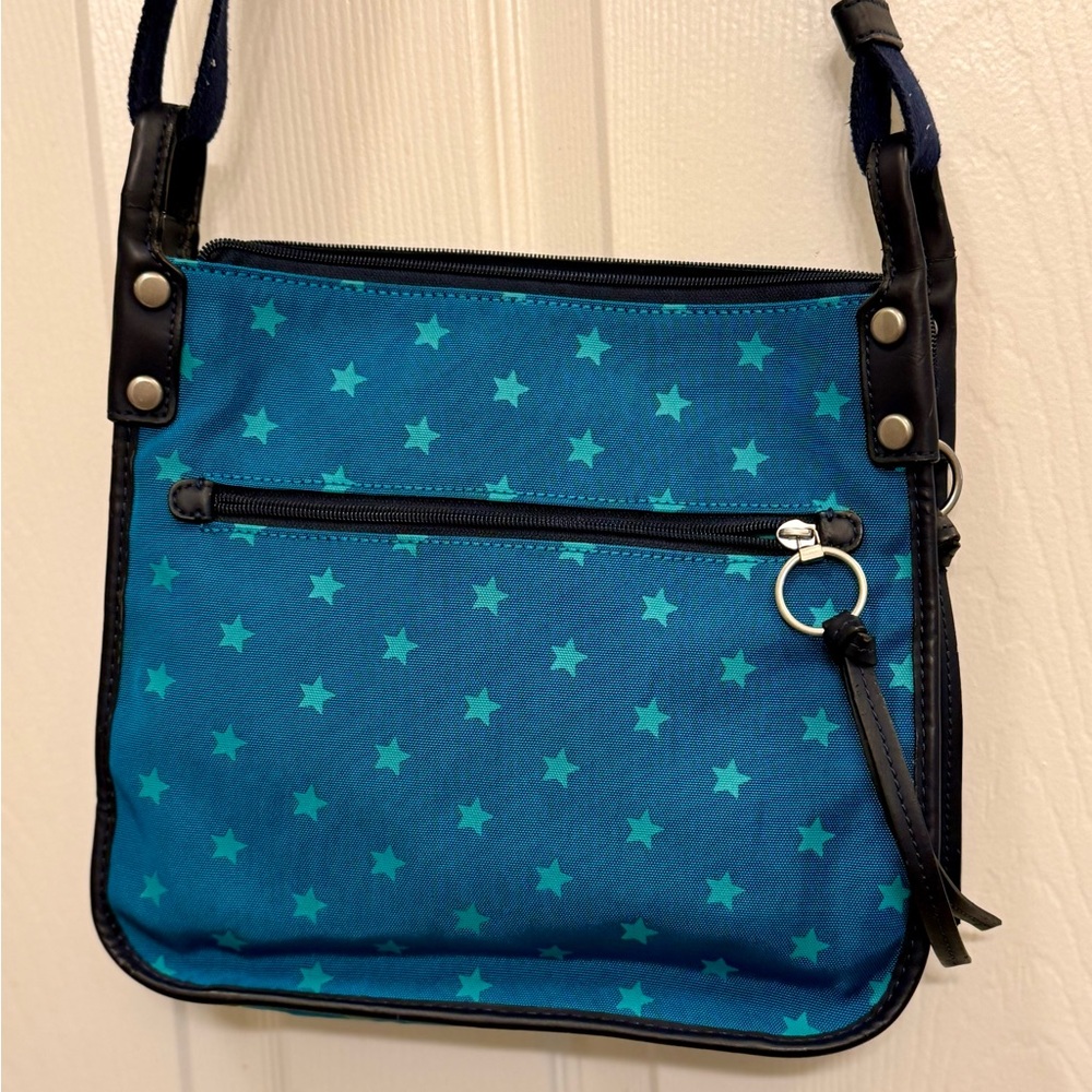 Vintage Fossil Blue Star Crossbody Canvas Bag